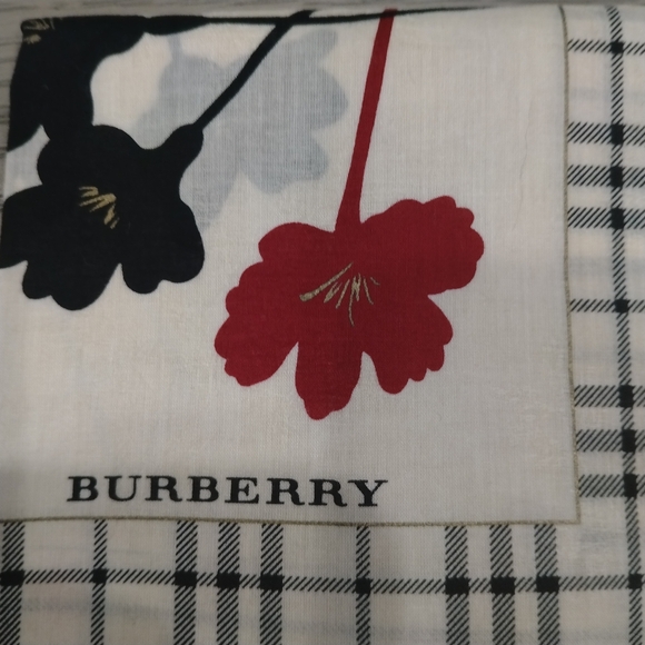 Authentic Burberry VTG Nova Check Floral Handkerchief - Picture 11 of 14